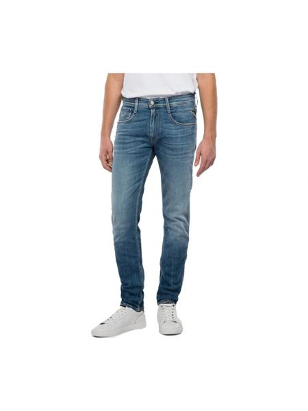 Dżinsy o regularnym kroju slim fit Replay niebieskie