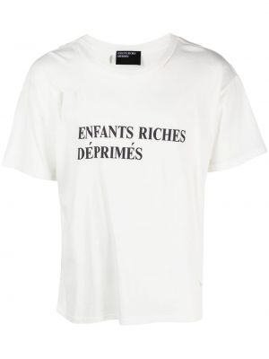 Tričko s dírami s potiskem Enfants Riches Déprimés bílé