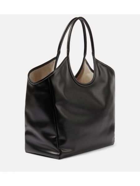 Δερμάτινη τσάντα shopper Miu Miu μαύρο