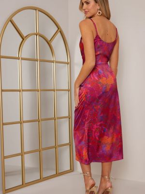 Длинное платье в цветочек с рюшами Chi Chi London фиолетовое