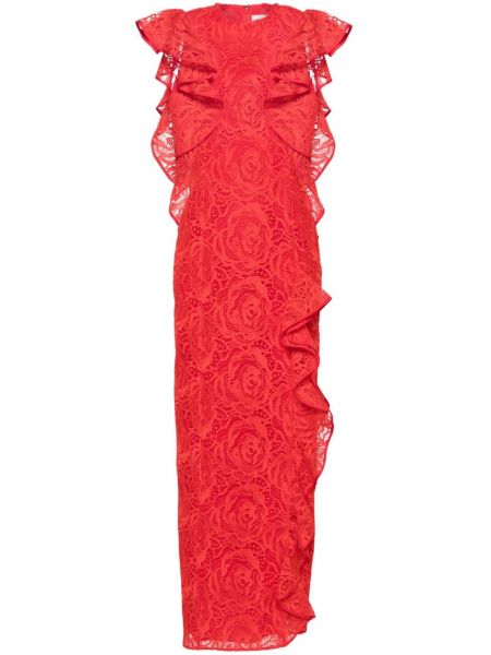 Čipkované kvetinové večerné šaty Huishan Zhang červená