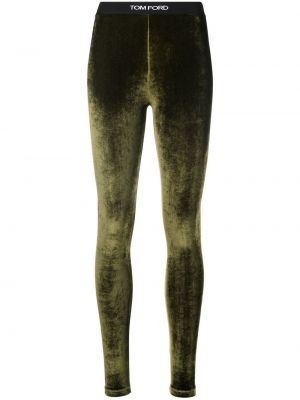Aksamitne legginsy Tom Ford zielone