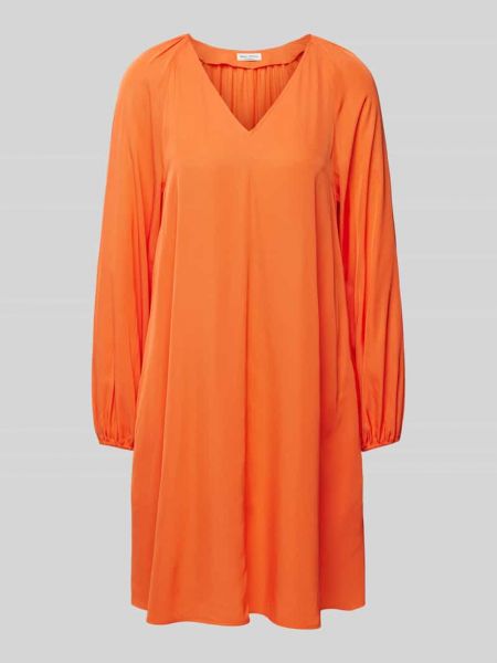 Sukienka midi z wiskozy z dekoltem w serek Marc O'polo pomarańczowa