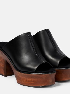 Sandale din piele cu pană Ferragamo negru