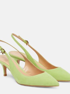 Slingback mocka pumps Gianvito Rossi grön