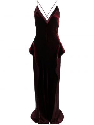 Кадифена вечерна рокля с v-образно деколте Alberta Ferretti