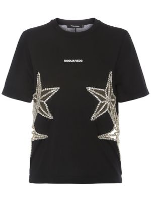 Hviezdne džerzej tričko Dsquared2 čierna