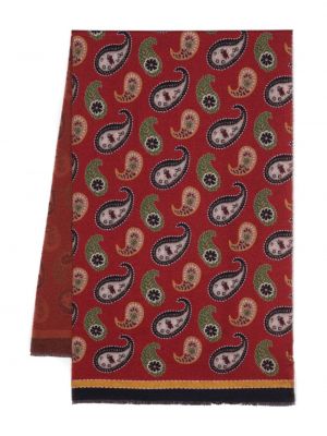 Vlnený šál s potlačou s paisley vzorom Altea červená