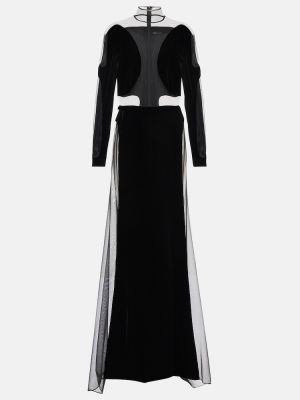Sametové dlouhé šaty Tom Ford černé