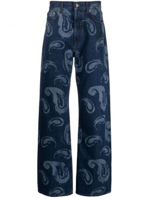 Jeans con stampa paisley baggy Jacquemus blu