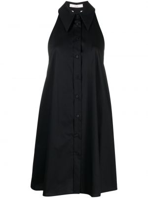 Mini šaty na gombíky bez rukávov Tela čierna