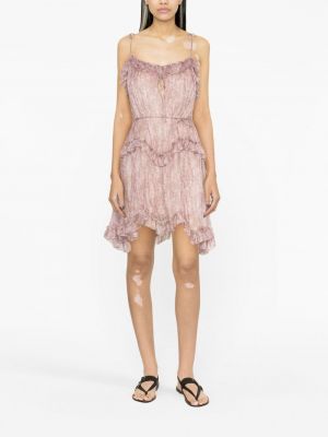Hedvábné šaty s potiskem s abstraktním vzorem Pnk růžové