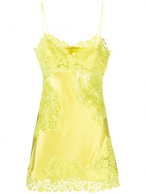 Čipkované hodvábne koktejlkové šaty Ermanno Scervino žltá