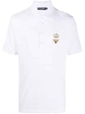 Polo majica z vezenjem Dolce & Gabbana bela