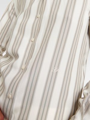 Svilena srajca s črtami Loro Piana rjava