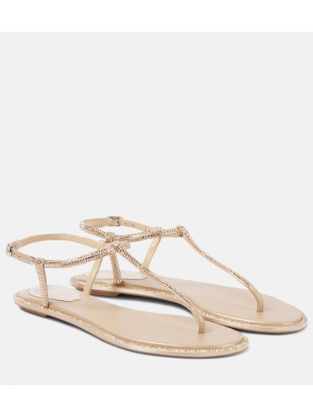 Læder satin stringtrusser Rene Caovilla beige