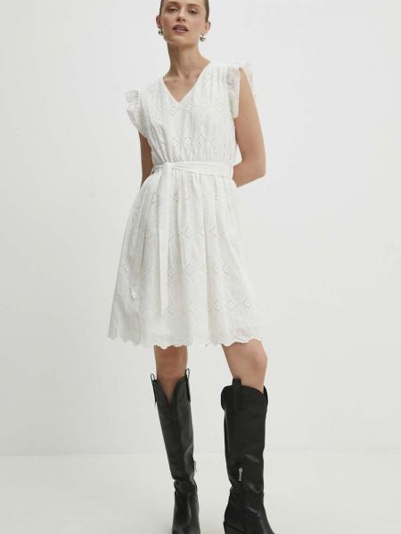 Памучна мини рокля Answear Lab бяло