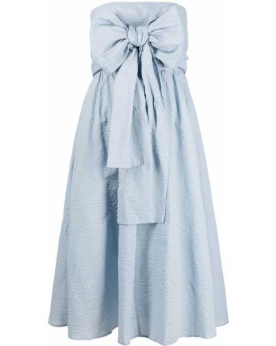 Vestido midi con lazo con escote pronunciado Marysia azul