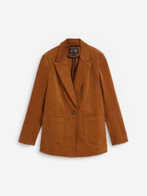 Хлопковый вельветовый пиджак с карманами Bpc Bonprix Collection коричневый