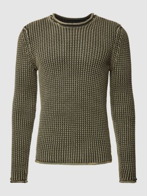 Dzianinowy sweter z siateczką Replay khaki