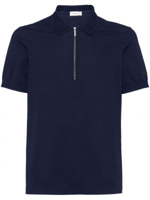 Kokvilnas polo krekls ar rāvējslēdzēju Ferragamo zils
