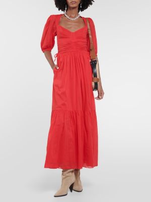 Vestido largo de algodón Marant Etoile rojo
