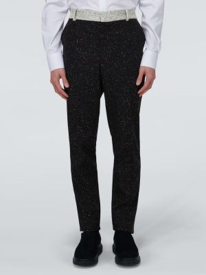 Tvídové vlněné klasické kalhoty Alexander Mcqueen černé