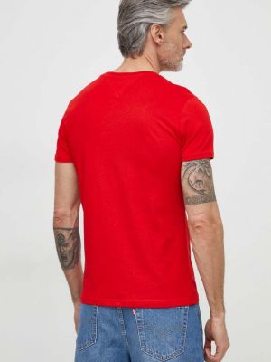 Koszulka bawełniana z nadrukiem Tommy Jeans czerwona