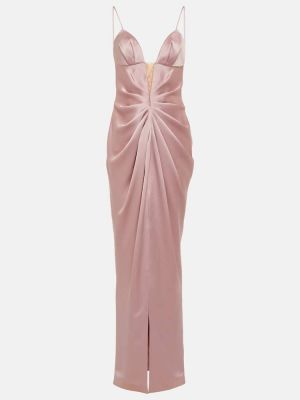 Σατέν μάξι φόρεμα ντραπέ Rasario ροζ