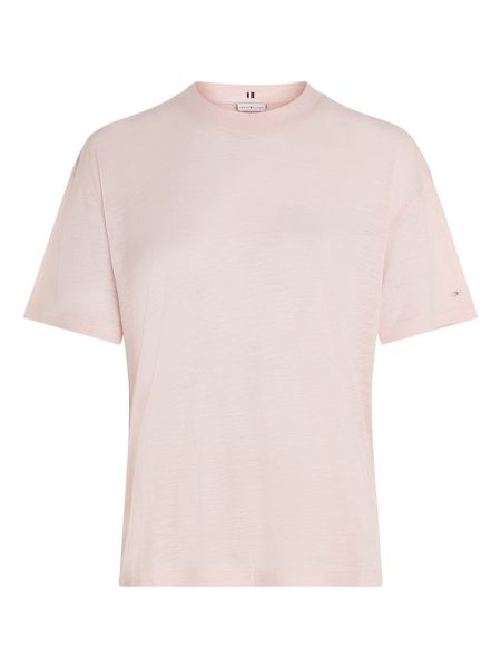 Льняная футболка свободного кроя Tommy Hilfiger розовая