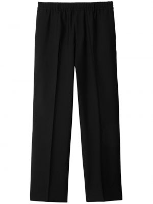 Vlněné rovné kalhoty Burberry černé