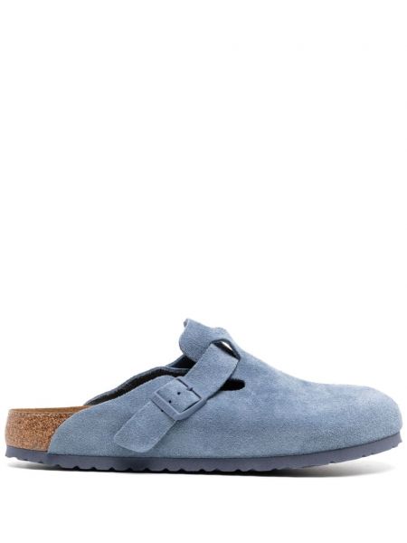 Kožne papuče od brušene kože Birkenstock plava