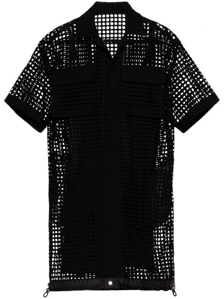 Βαμβακερή φόρεμα σε στυλ πουκάμισο Sacai μαύρο