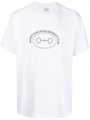 T-shirt z nadrukiem bawełniana z printem Sporty And Rich, biały