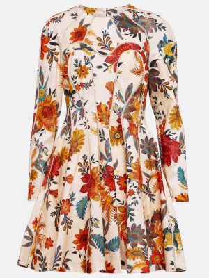 Льняное платье мини в цветочек с принтом Zimmermann