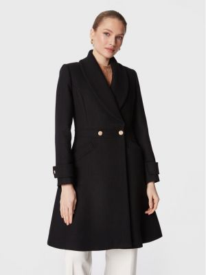 Μάλλινο παλτό χειμωνιάτικο Naf Naf μαύρο