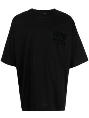 T-shirt en coton à imprimé Calvin Klein noir