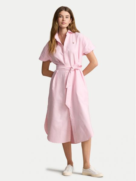 Φόρεμα σε στυλ πουκάμισο Polo Ralph Lauren ροζ