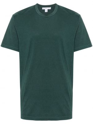 Bombažna majica z okroglim izrezom James Perse zelena