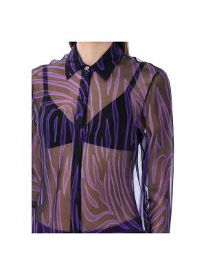 Koszula szyfonowa w zebrę Versace fioletowa