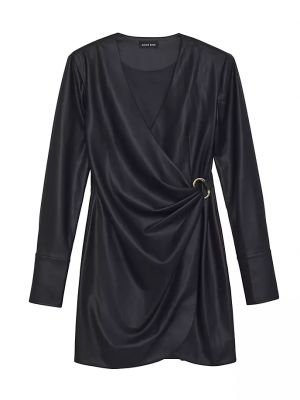 Атласное платье мини с драпировкой Anine Bing черное
