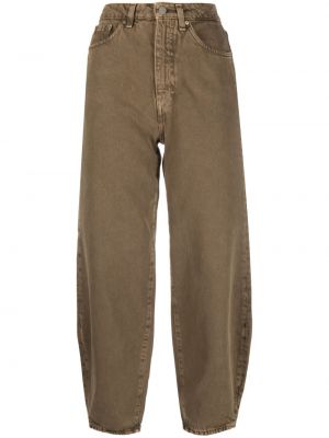 Bavlněné skinny džíny s vysokým pasem Totême hnědé