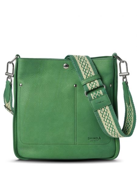 Kožená crossbody kabelka s vreckami Shinola zelená