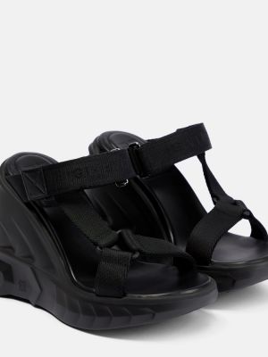 Sandály na klínovém podpatku Givenchy černé