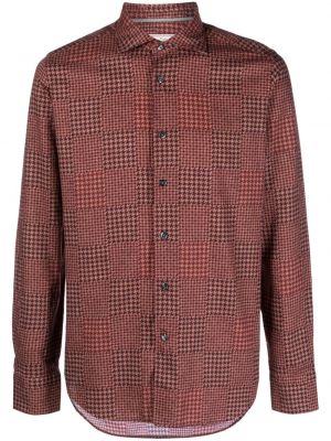Βαμβακερό πουκάμισο με σχέδιο houndstooth Tintoria Mattei κόκκινο
