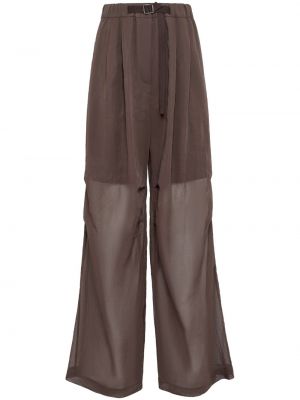 Průsvitné kalhoty relaxed fit Brunello Cucinelli hnědé