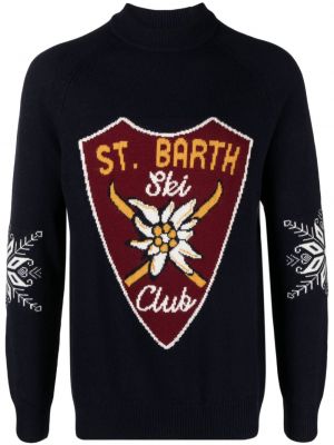 Pletený svetr s potiskem Mc2 Saint Barth modrý