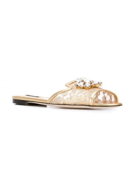 Kristallidega pitsist sandaalid Dolce & Gabbana kuldne