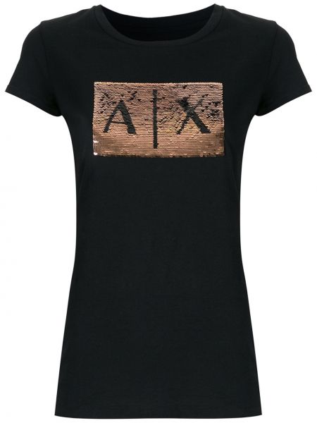 Camiseta con lentejuelas Armani Exchange negro