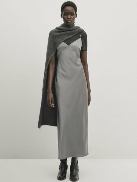 Коктейльное платье Massimo Dutti серебряное